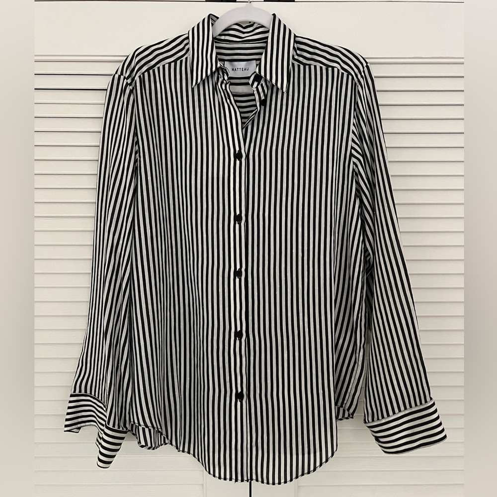 Matteau Black and White Striped Poplin Shirt NWT